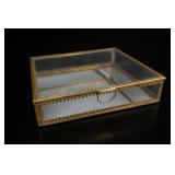 Brass And Glass Display Box With Hinged Lid