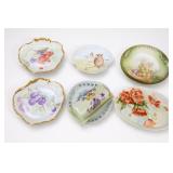 Gold-Trimmed Floral & Figural Dish Lot