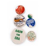 ERA & Political Pinback Button Lot, 6 Pieces