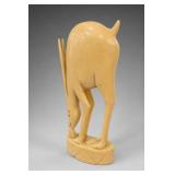 Vintage Carved Ivory Gazelle Figurine On Base