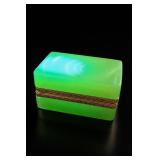 Green Opaline Uranium Glass Casket Box