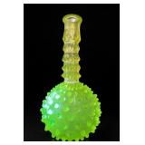 Vaseline Hobnail Glass Barber Bottle
