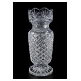 Cut Crystal Pedestal Vase With Diamond Pattern