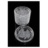 8Pc Clear Glass Floral Coasters