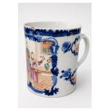 19th C. Chinese Export Famille Rose & Blue Mug