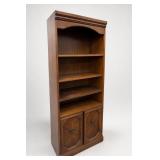 Wood Display Cabinet With Leaded Glass Doors