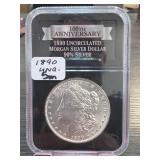 1890 Morgan Dollar, UNC, Silver