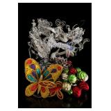 Assorted Christmas Ornaments Including Butterflies