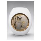Chokin Made In Japan Gold Silver Gilded Bird Vase