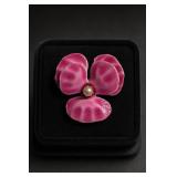 Accessocraft NYC Pink Enamel Pansy Brooch Pin