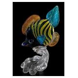 Blue Handblown Glass Seashell Sculpture