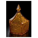 Hazel Atlas Amber Glass Heart Candy Dish