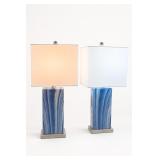 Connie Modern Blue Rippled Table Lamps, Set of 2