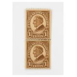 1924 US #604 Franklin 1Â¢ Joint Line Coil Pair