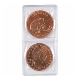 2-Coin .999 Copper Rounds, 1992 & 1981