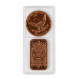 2-Piece Copper Bullion Set, Eagle Medallion & Bar