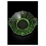 Imperial Molly #725 Green Glass Handled Bowl