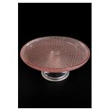 Pink Textured Glass Pedestal Bowl