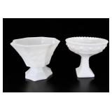 FTD Milk Glass Footed Bowls, 2 Pc