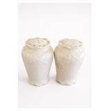 Pair Brass Overlay Glass Jars With Floral Design