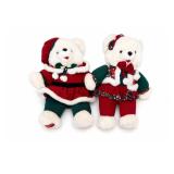 Christmas Teddy Bear Pair, Red & Green Plush