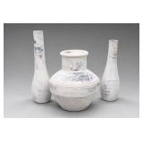 White Distressed Vases, Set Of 3