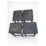 Set Of 4 Black Faux Leather Bar Stools