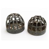 Vintage Metal Cage Flower Frogs, Set Of 2