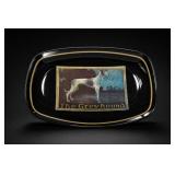 The Greyhound Black Glass Tray With Gold Border