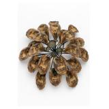 Metal Flower Wall Sculpture, Patina Finish