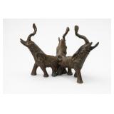 Copper Three-Elephant Sculpture