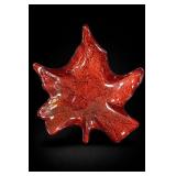 Iridescent Glass Maple Leaf Dish