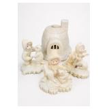 Snow-Themed Figurine Set With Igloo, 4 Pieces