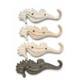 Set Of 3 Seahorse Cast Iron Wall Hooks