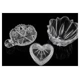 Clear Cut Glass Bowls & Dish, 3-Piece Set