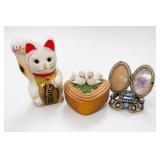 Maneki Neko Lucky Cat, Heart Box & Frame Set