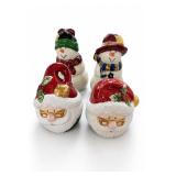Christmas Santa & Snowman Figurine Set, 4 Pc