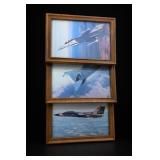 Framed Military Aircraft Print Set, 3 Pieces