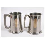 Pair of English Stainless Steel Tankards