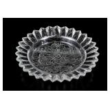 Clear Glass Duck Scene Bowl With Starburst Rim