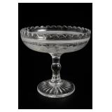 EAPG Etched Grape Glass Compote