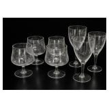 Etched Glass Goblets & Wine Glasses Set