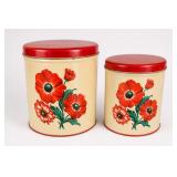 Vintage Red Poppy Metal Canister Set