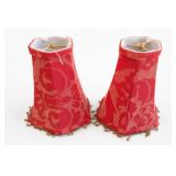 Two Pairs of Fringed Fabric Lamp Shades