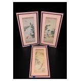 Chinese Framed Figurative Landscape Art Set Of 3
