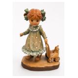 ANRI Italy Girl With Cat Figurine