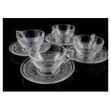 Fostoria American Cut Glass 4 Cups 8 Saucers