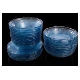 Blue Embossed Fruit Glass Plate & Bowl Set