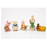 Vintage Glazed Figurine Set, 5 Pieces