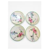 4-Pc Hand-Painted Floral Japan Porcelain Plate Set